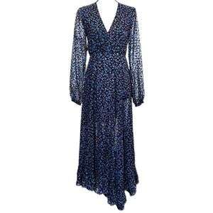 Maje Long Sleeve Sheer Floral Maxi Dress